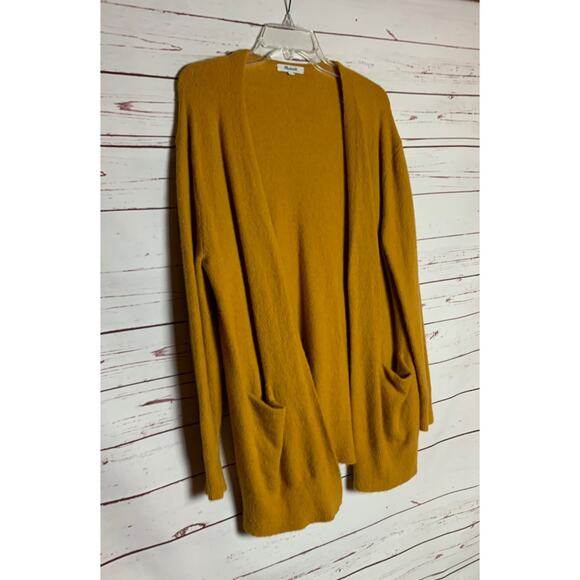 Madewell Women's M Medium Gold Mustard Alpaca Wool Open Pockets Sweater Cardigan - Picture 6 of 11